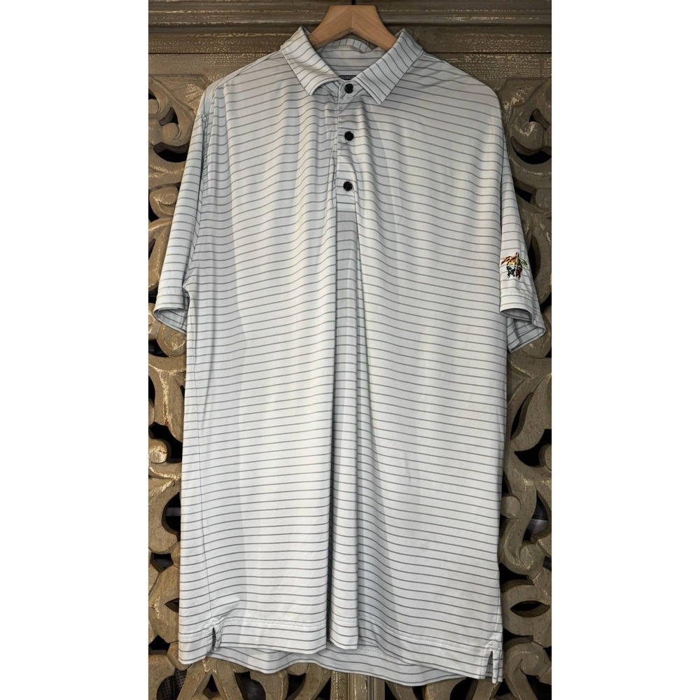 FootJoy FJ Athletic Fit Golf Polo Men's XL White Gray Stripe Perform Sea Turtle